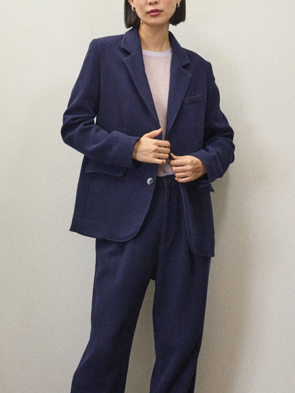 Alex Mill x Becky Malinsky Notch Lapel Wool Blazer Navy